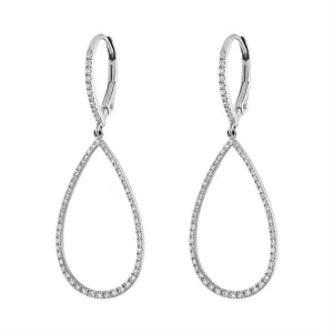 14KT GOLD SMALL DIAMOND OPEN TEARDROP EARRING