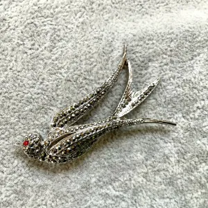 1950’s marcasite swallow brooch