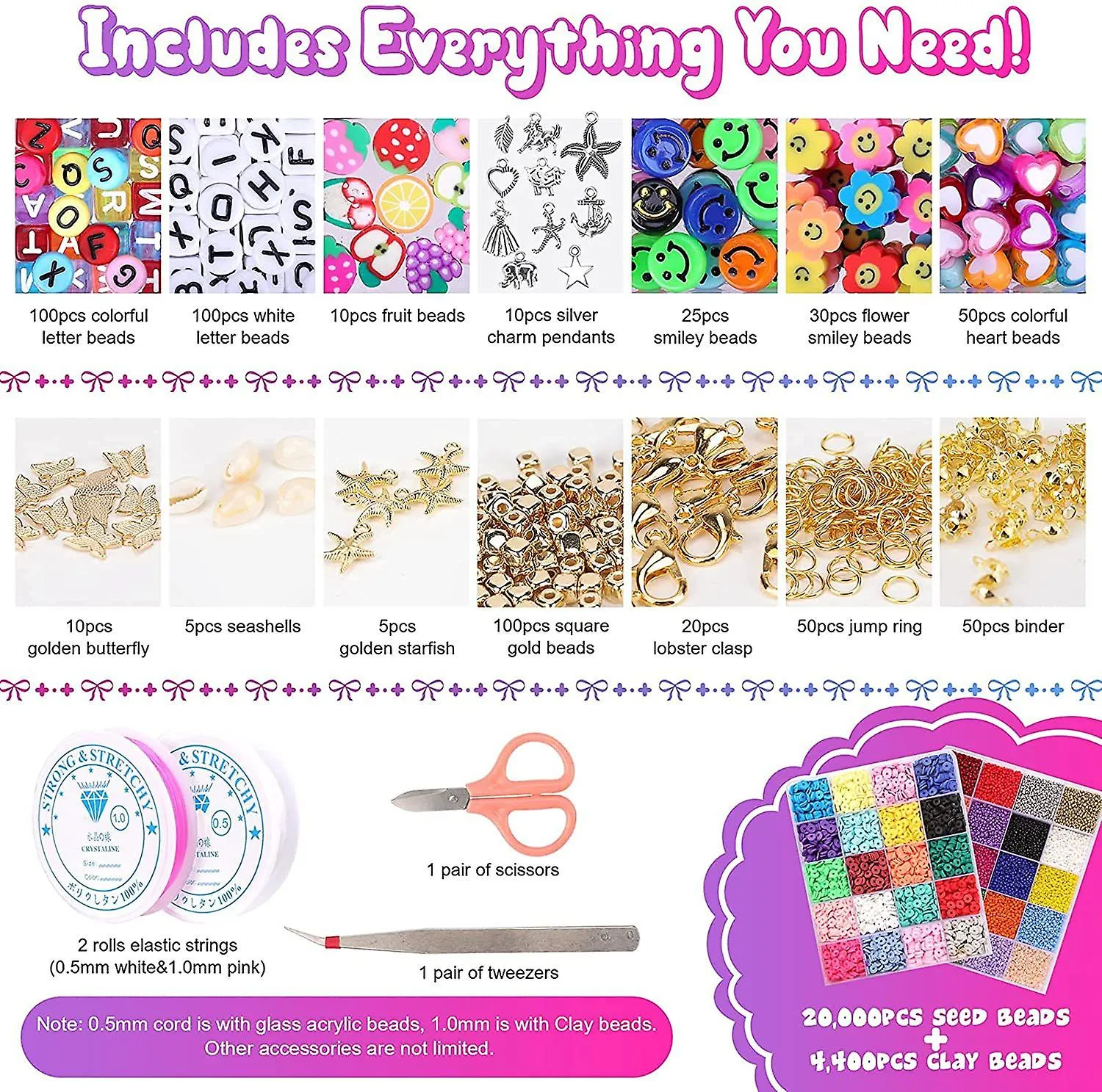 25000 Pcs Acrylic Bead & Polymer Clay Kit - Bracelet Making