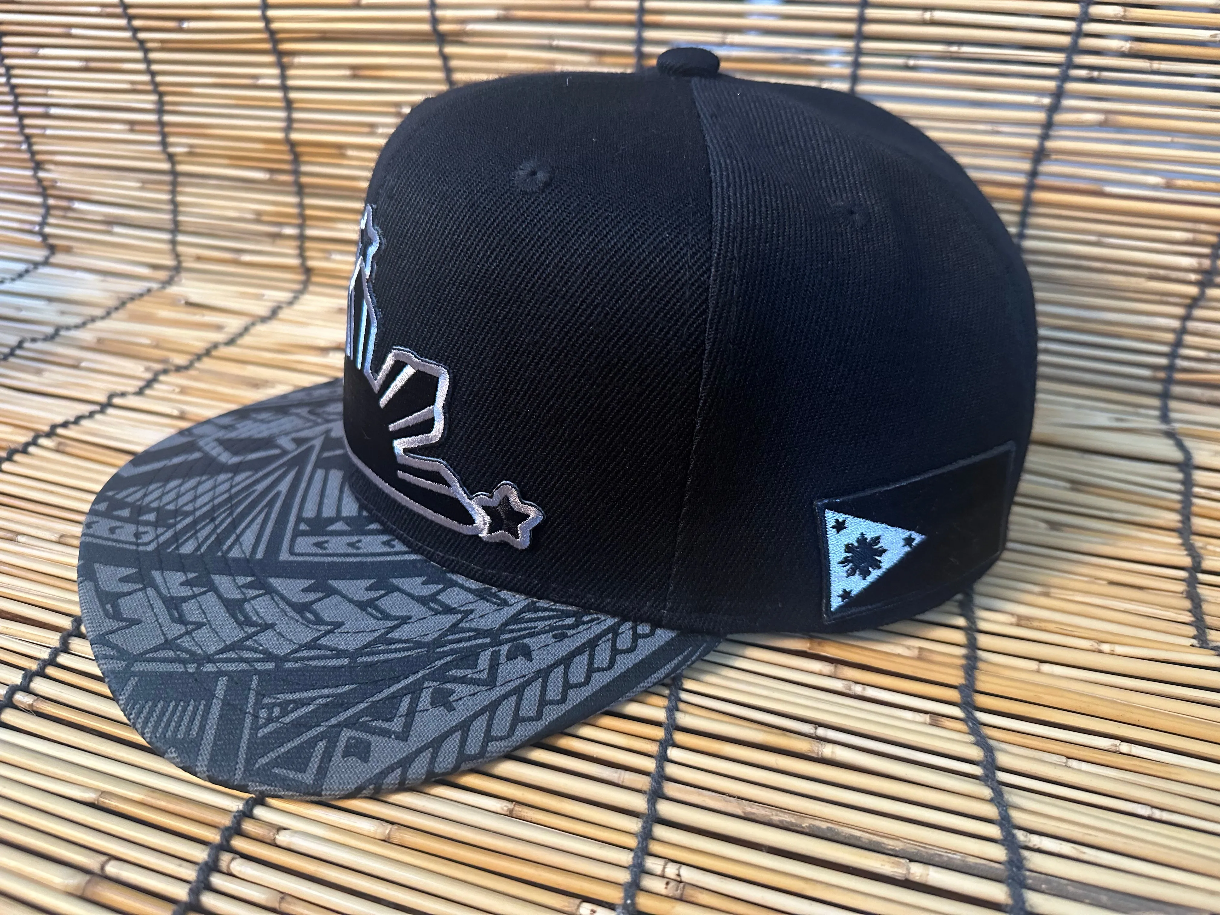 3 Stars and Sun Gray Tribal Brims Side Flag