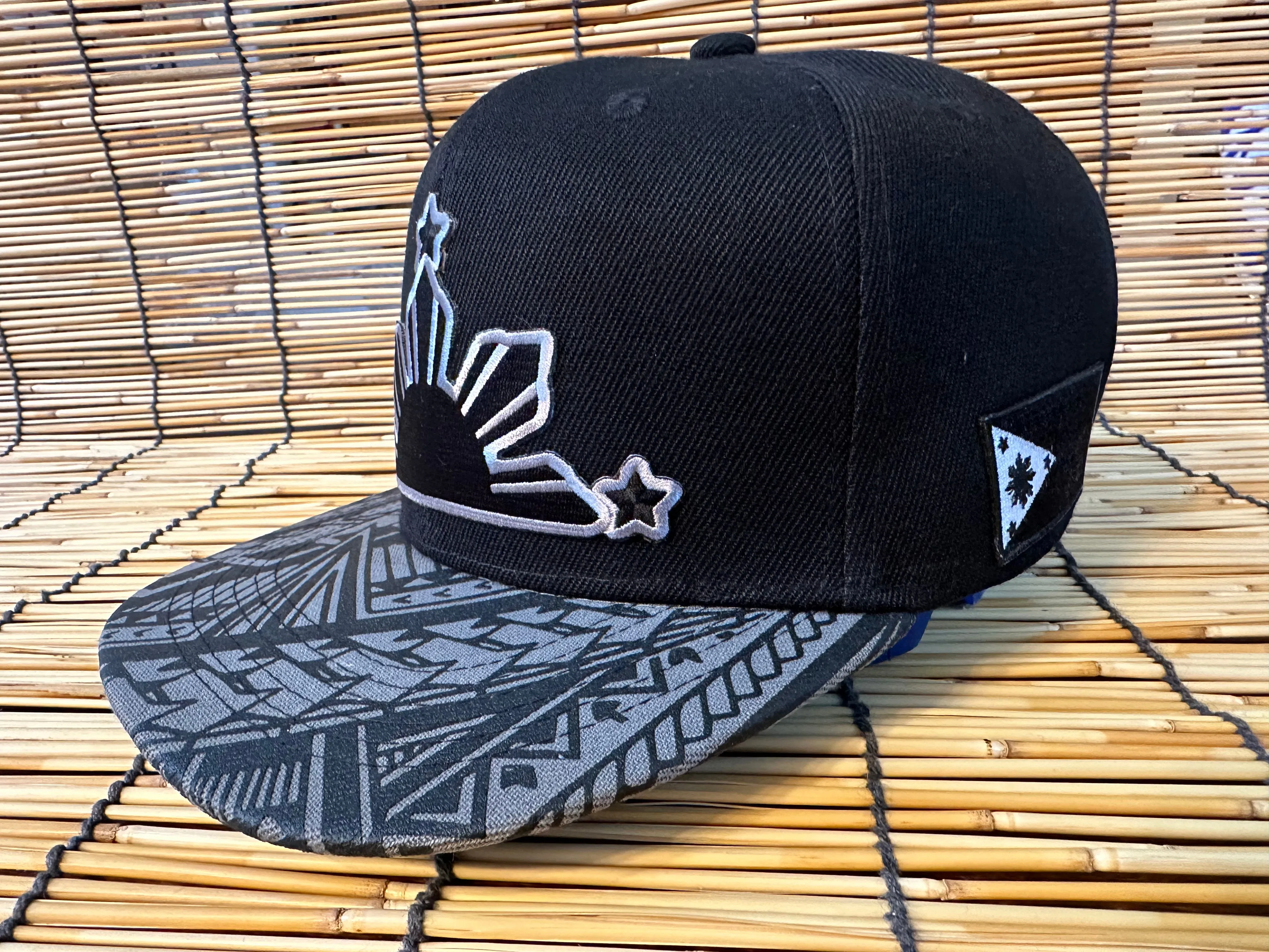 3 Stars and Sun Gray Tribal Brims Side Flag