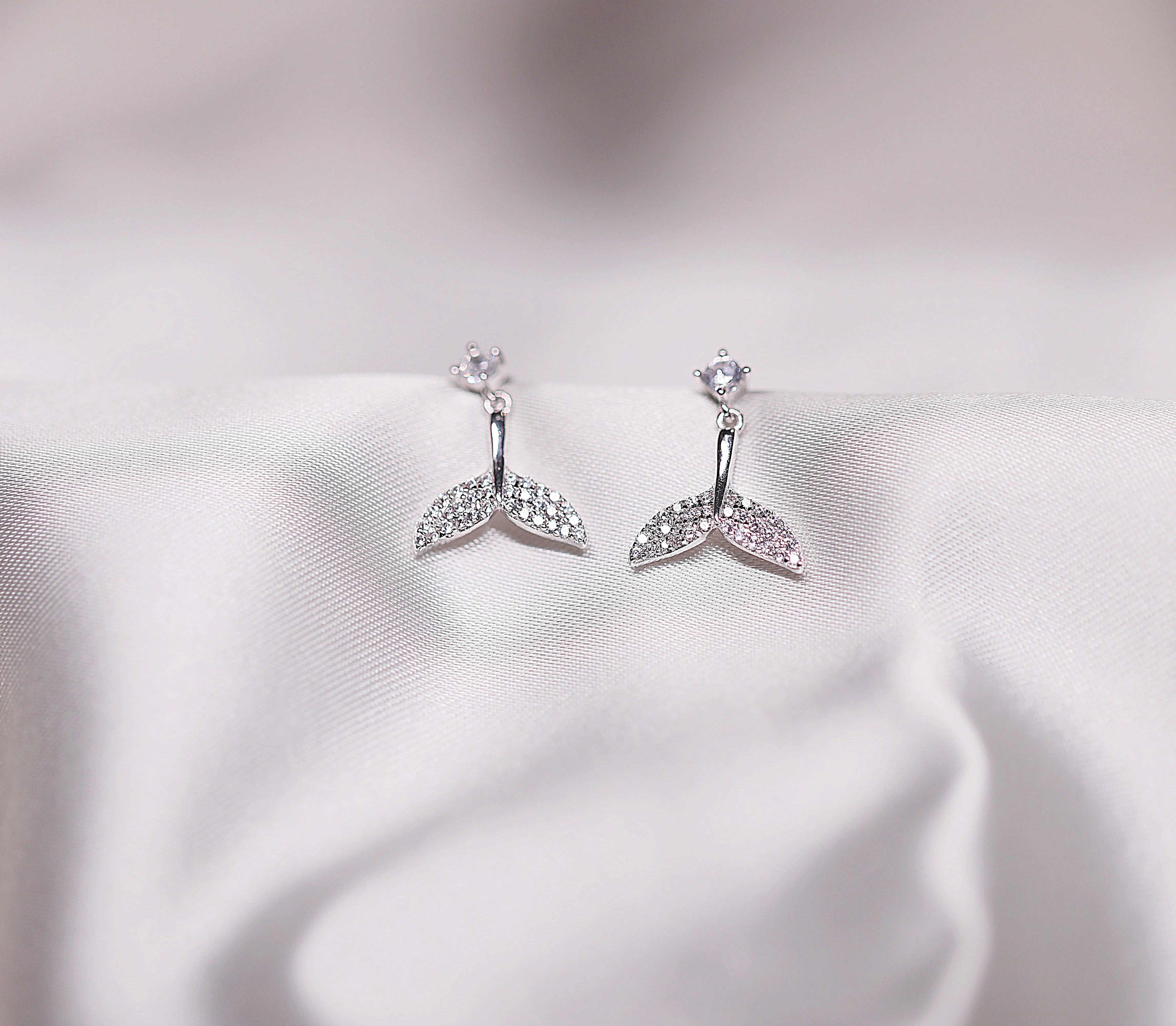 92.5 silver Dolphin tail drop earrings