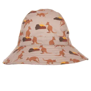 ACORN KIDS - AUSSIE SUNSET WIDE BRIM INFANT SUNHAT: BROWN AND YELLOW