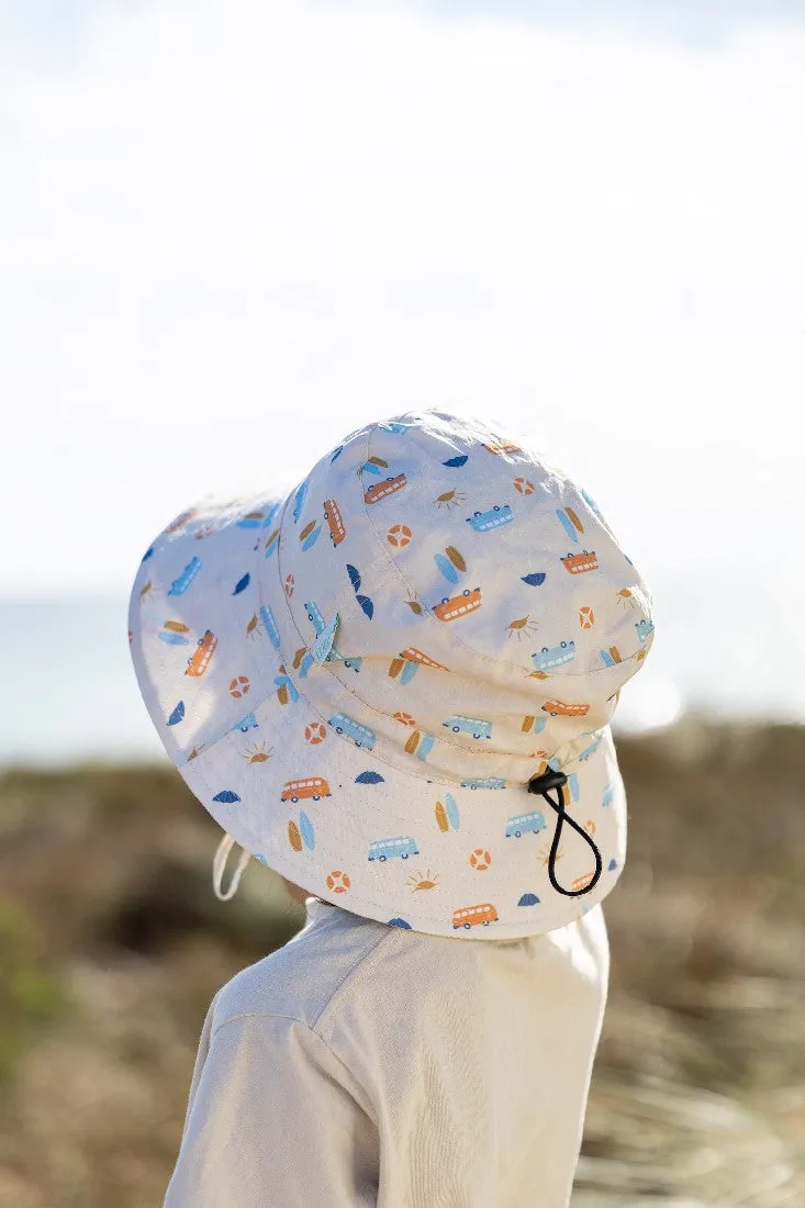 ACORN KIDS - SUNRISE SURF WIDE BRIM BUCKET HAT: NATURAL/MULTI