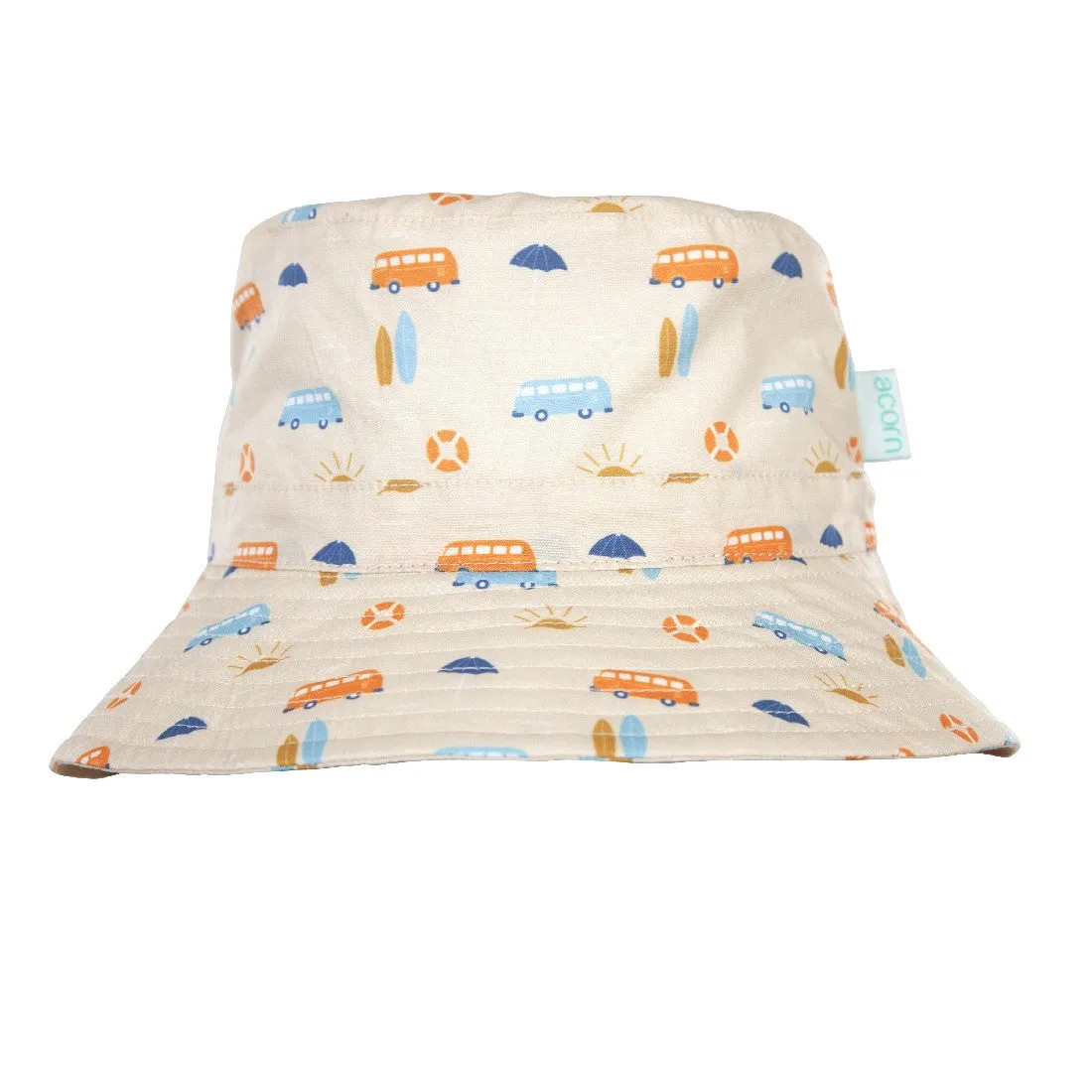 ACORN KIDS - SUNRISE SURF WIDE BRIM BUCKET HAT: NATURAL/MULTI