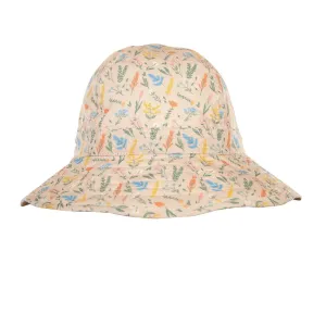 ACORN KIDS - WILDFLOWERS WIDE BRIM INFANT HAT: NATURAL/MULTI