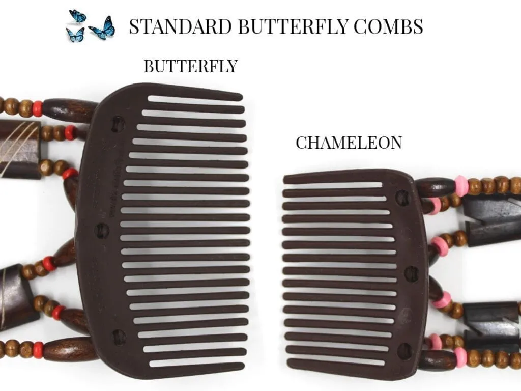 African Butterfly Hair Comb - Beada Brown 226