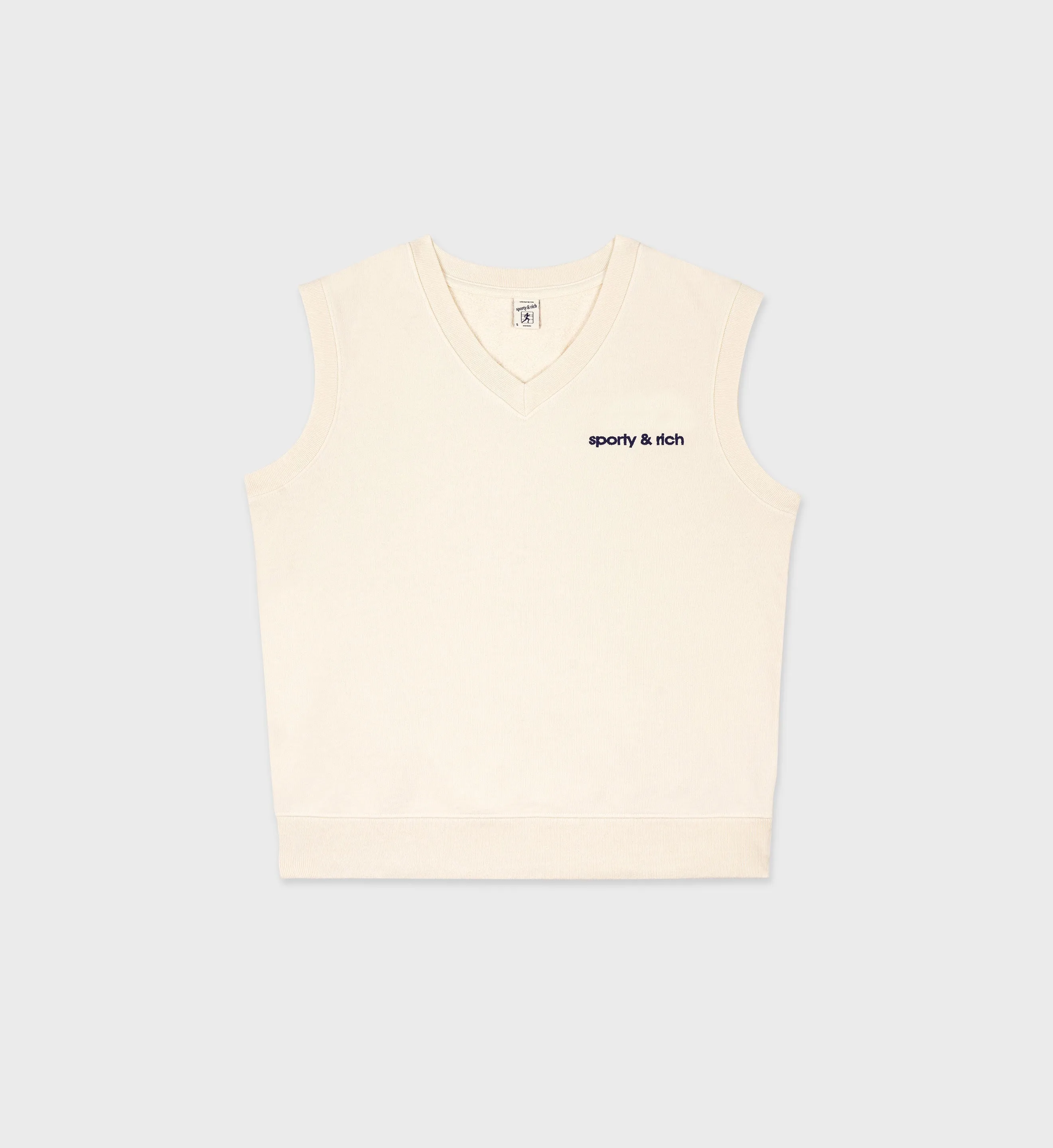 Avant Garde V-Neck Vest - Cream/Navy