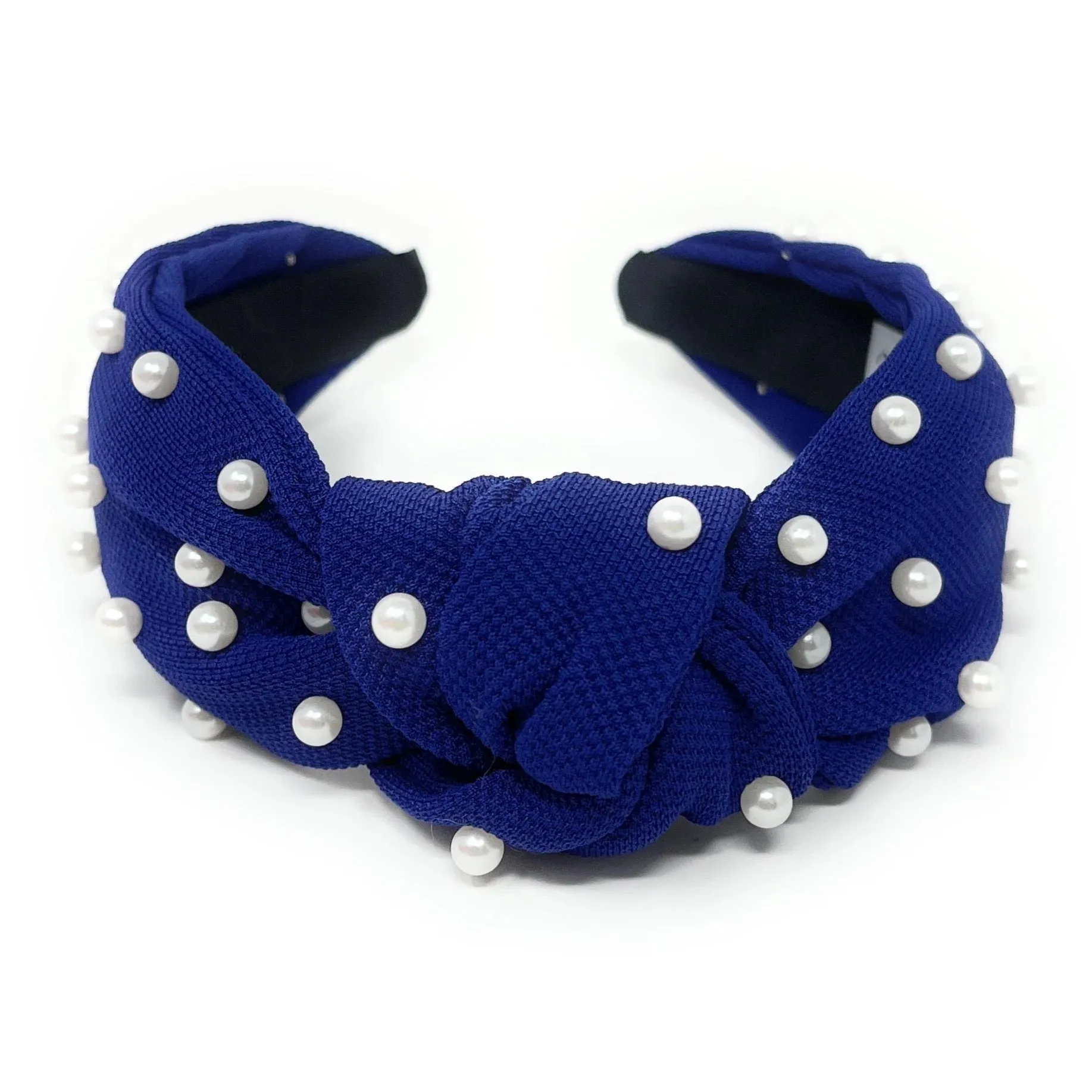 Blue White Pearls Knot Headband