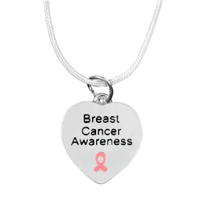 Breast Cancer Awareness Heart Necklaces