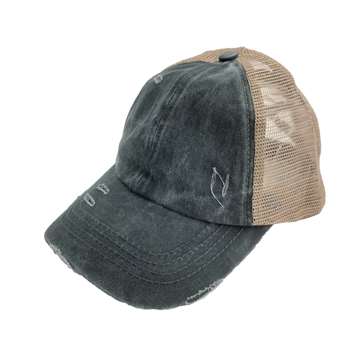 BT-780 C.C Criss Cross Pony Cap Charcoal/Beige