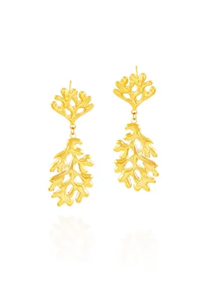 Calypso Coral Drop Earrings in Gold