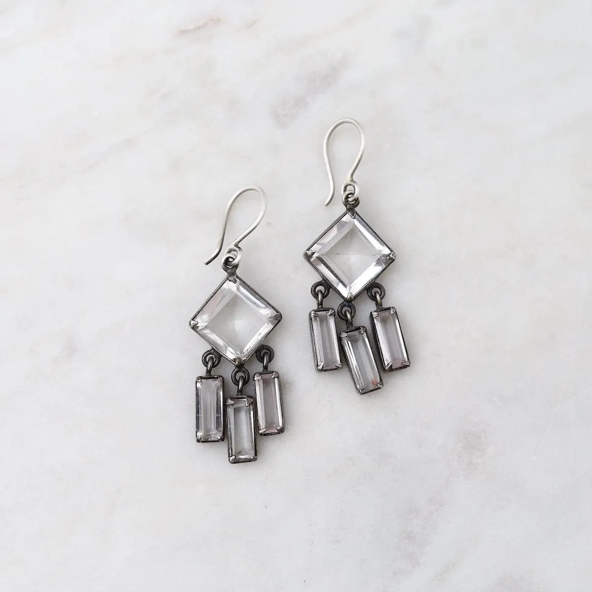 Clear Quartz Deco Chandelier Earrings