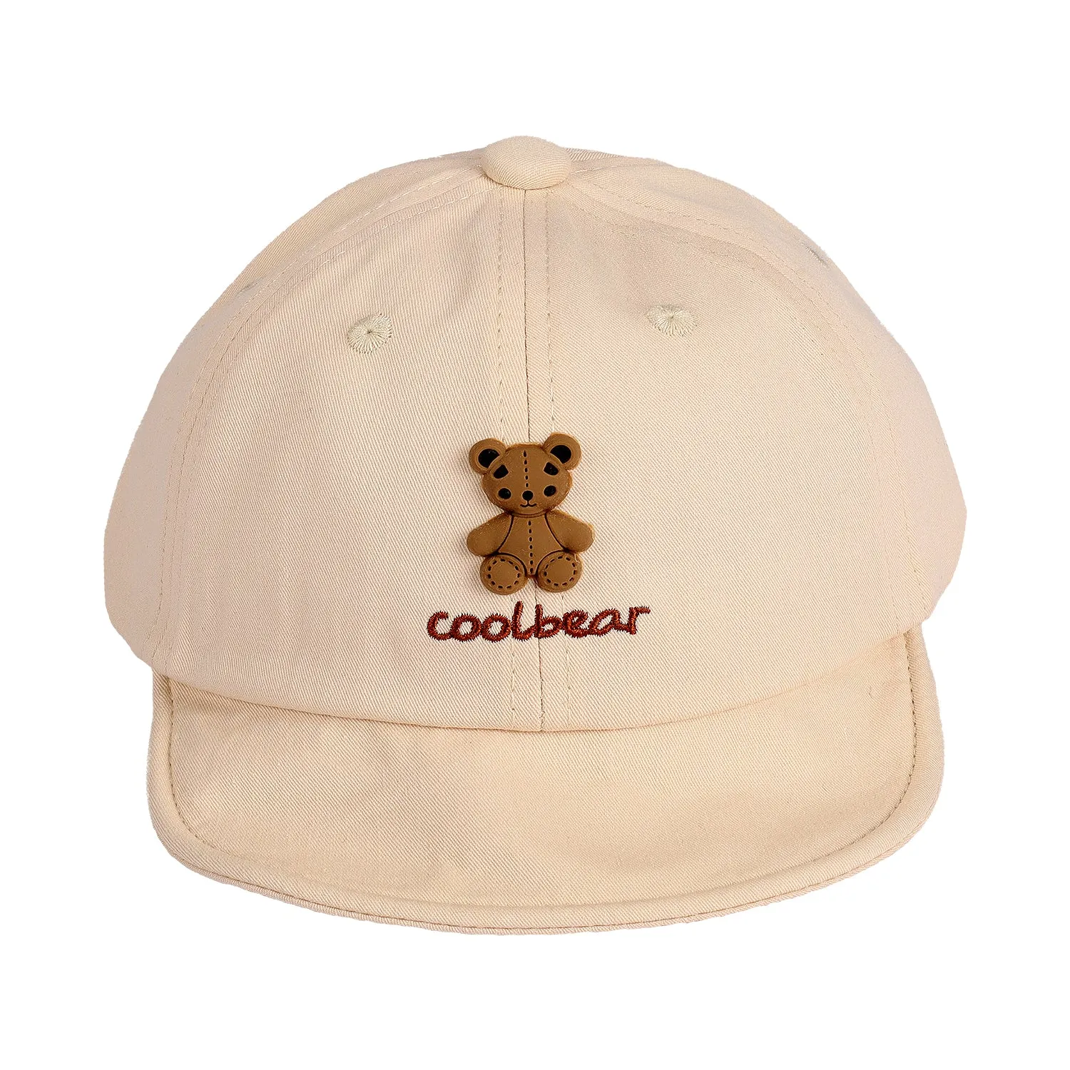 COOL BEAR APPLIQUE COTTON CAP - BEIGE