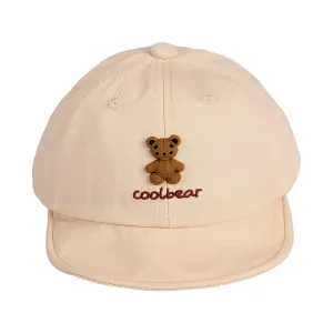 COOL BEAR APPLIQUE COTTON CAP - BEIGE