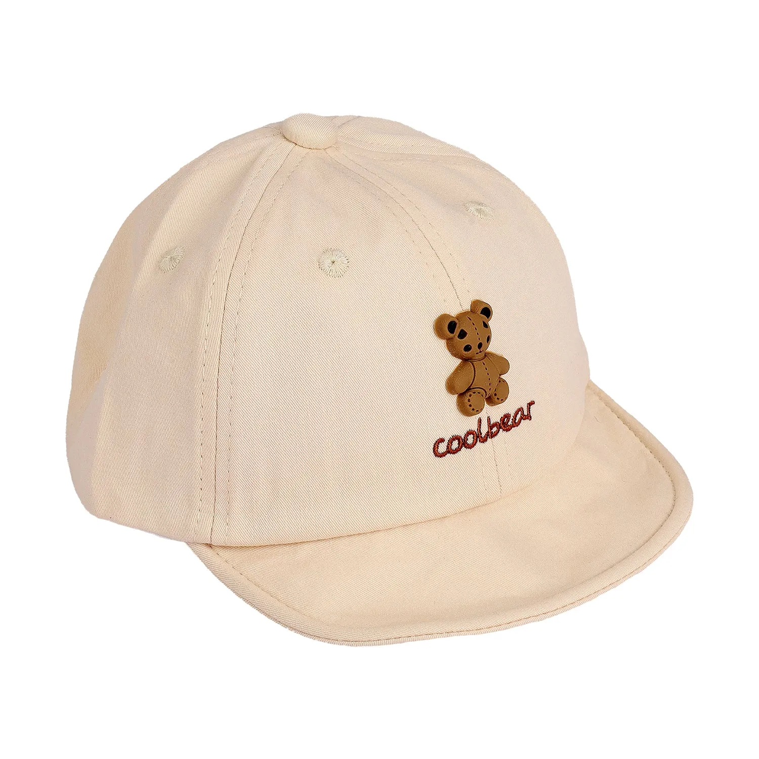 COOL BEAR APPLIQUE COTTON CAP - BEIGE