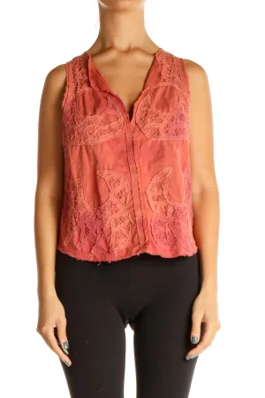 Coral Lace Sleeveless Vest