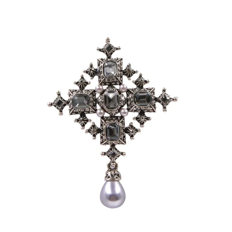 Crystal Cross Brooches Unisex Women and Men