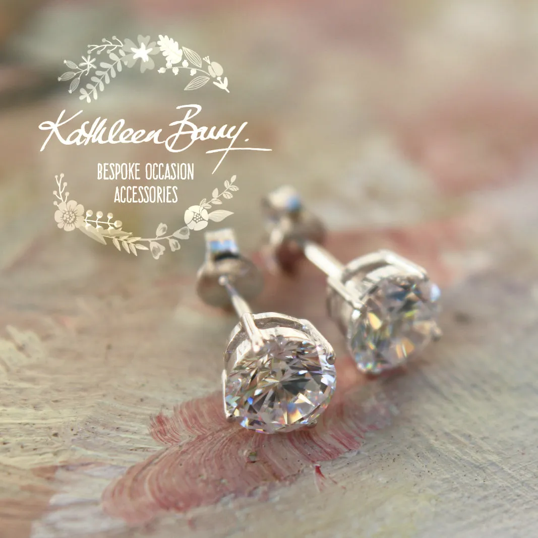 Cubic Zirconia studs - Sterling silver - Sizes range from 9mm to 5mm stones (limited stock)