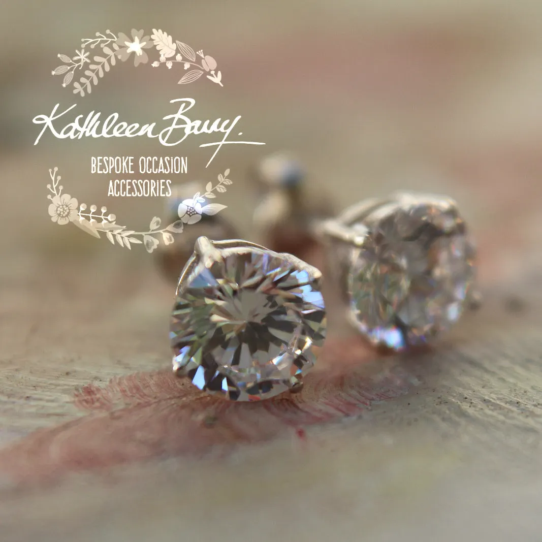 Cubic Zirconia studs - Sterling silver - Sizes range from 9mm to 5mm stones (limited stock)