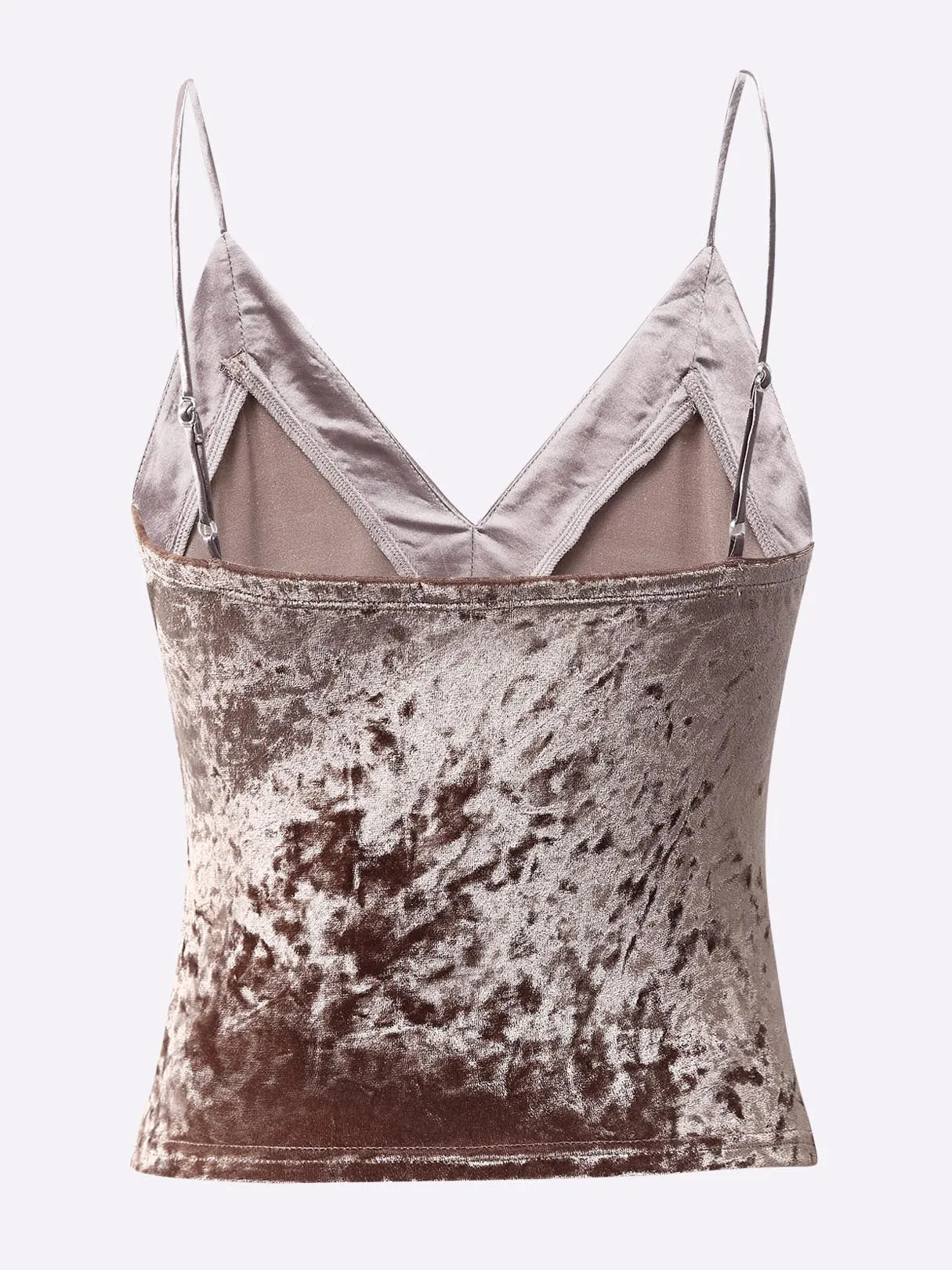 Custom V-Neck Sleeveless Velvet Coffee Camis