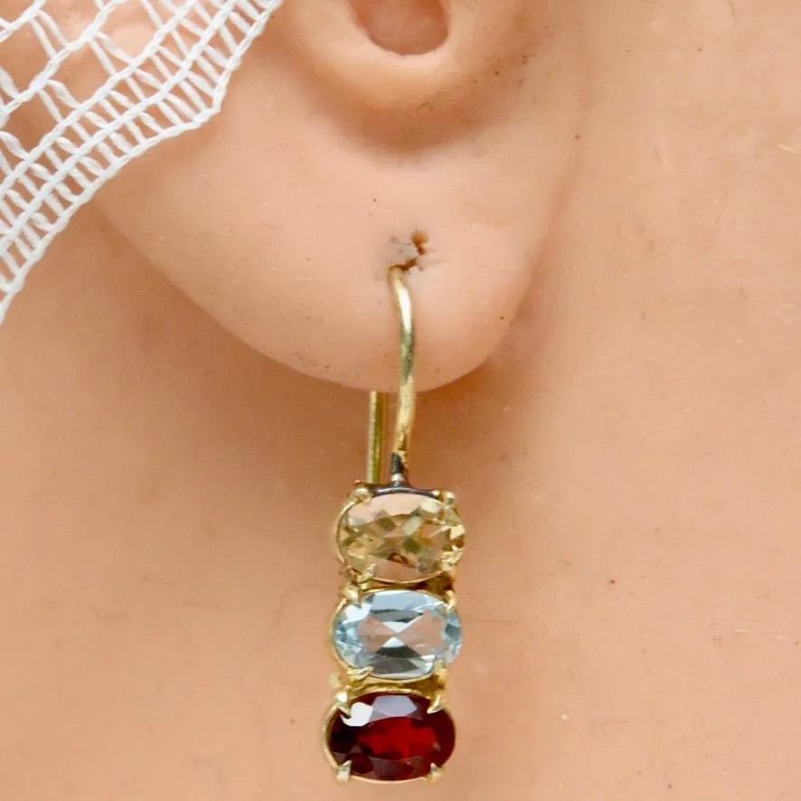 Diana Daring Citrine, Topaz and Garnet Earrings