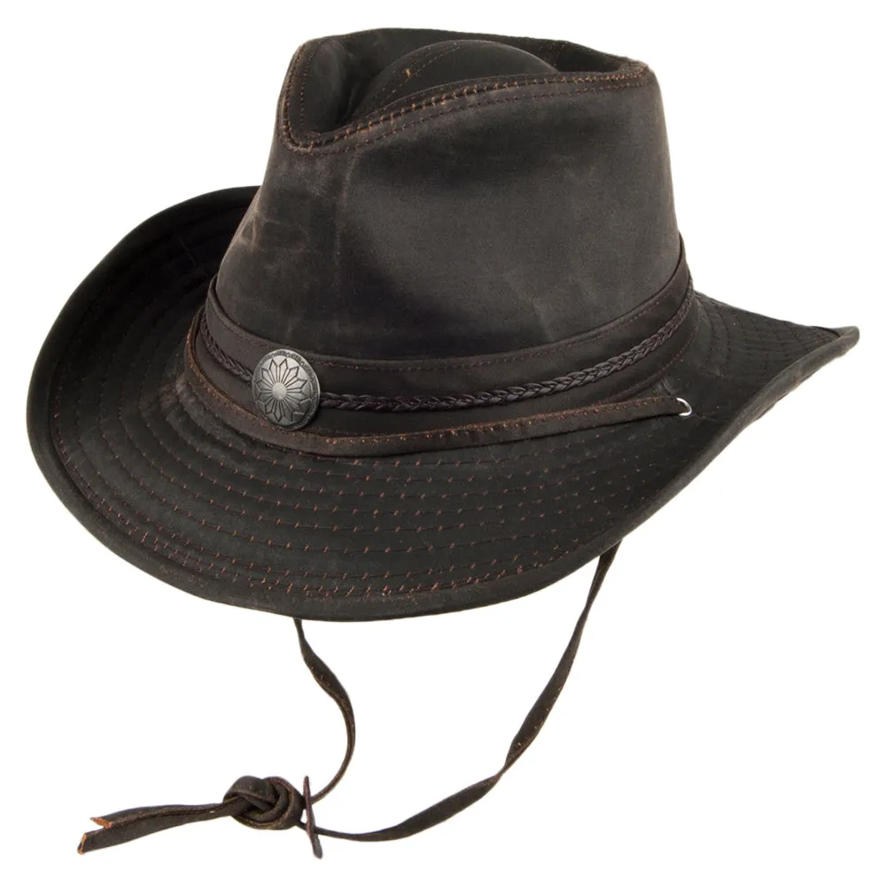 Dorfman Pacific Hats Weathered Cotton Outback Hat with Pin - Brown