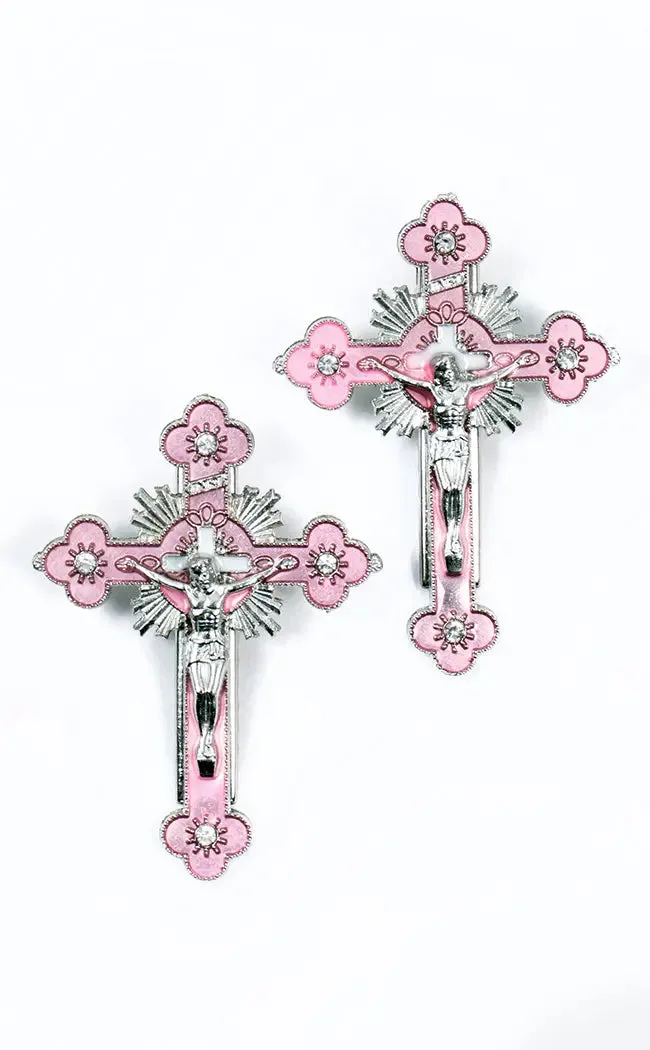 Double Crossed Hair Clips | Pink