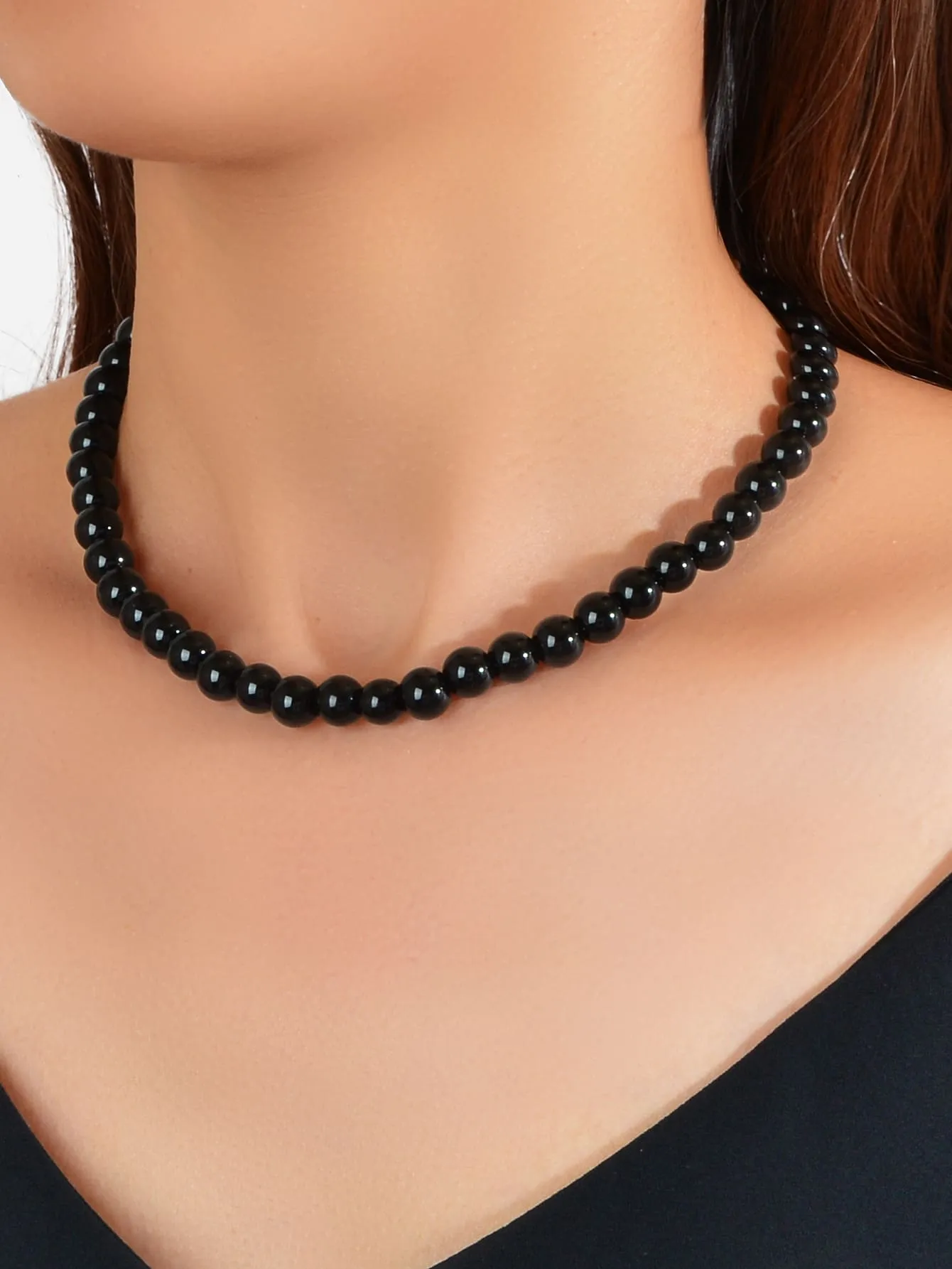 Elegant Black Beaded Necklace for Women Girls Accessories Jewelry Gifts Gift for