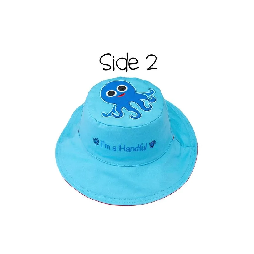 Flap Jack Kids Kids UPF50  Sun Hat - Whale/Blue Octopus