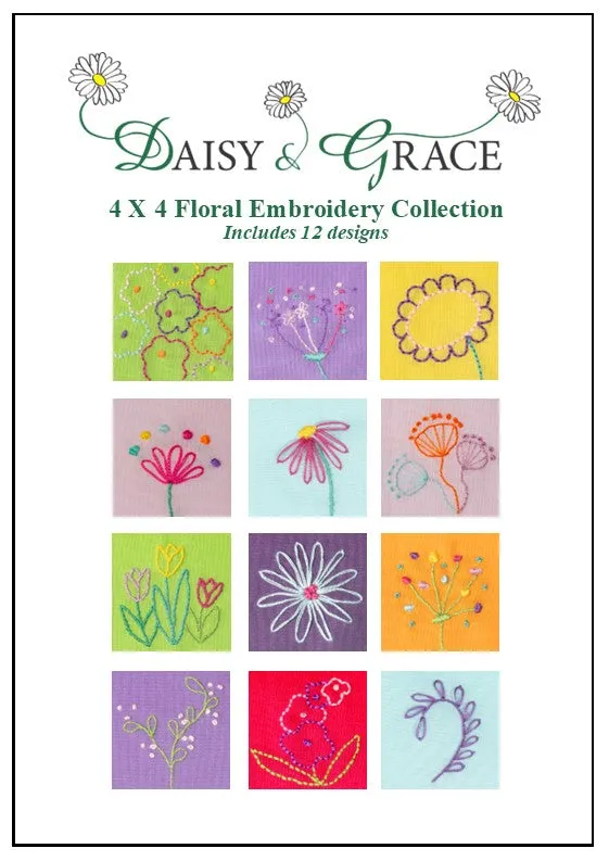 Floral Embroidery Panel Kit - Blue