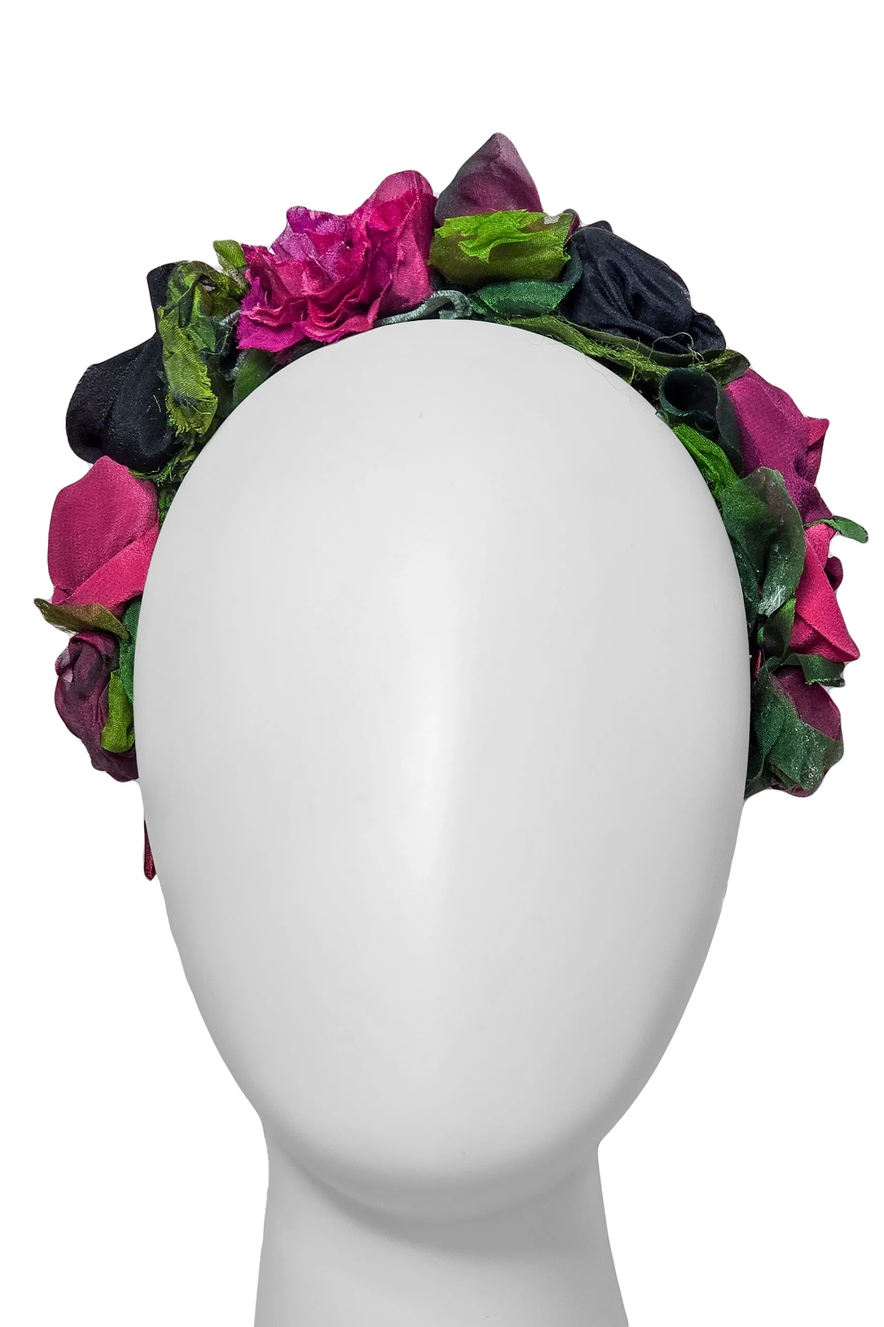 Flower Headband w/ Dahlia - Magenta & Black