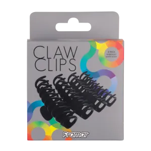 Framar Claw Clips Black Pack of 4