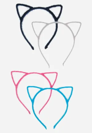 Fuzzy Cutout Ears Headband Set