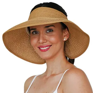 GearTOP Roll Up Sun Hat Wide Brim Foldable UV Protection Khaki