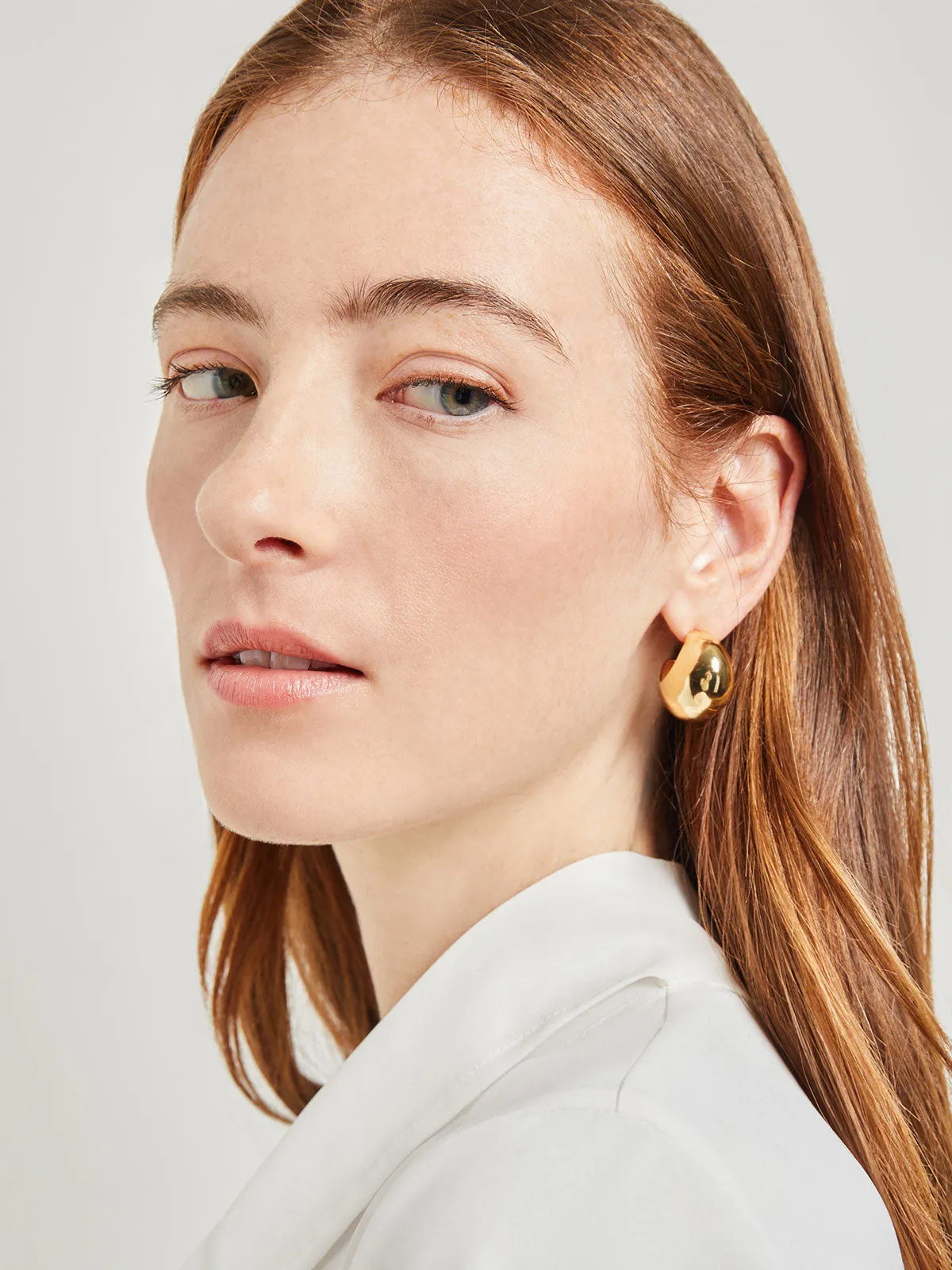 Gold Puffy Hoop Earrings