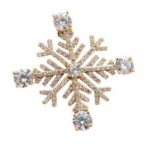 Gothic Burst Style Cubic Zircon Snowflake Brooches and Pins Glitter Christmas Jewelry for Winter Hoilday Gift Party Women Girl