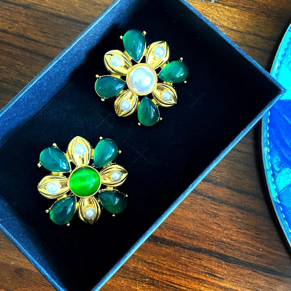Green Vintage Cross Brooches For Women