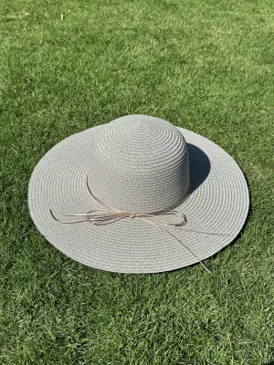 Grey Sunhat with Rose Gold Bow