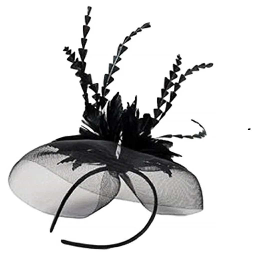 Halloween Tulle Black Feather Headband Tall & Short Feathers