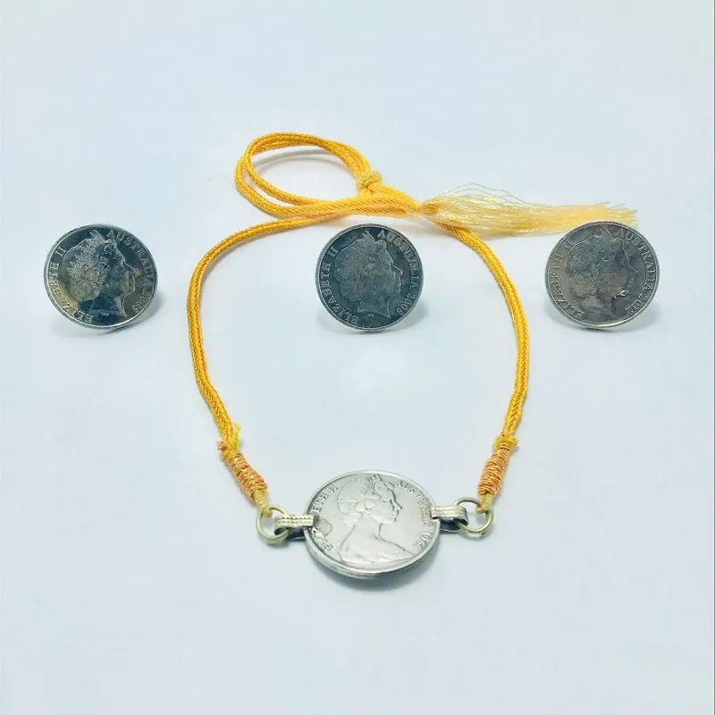 Handmade Coins Necklace With Earrings and Ring Jewelry Set