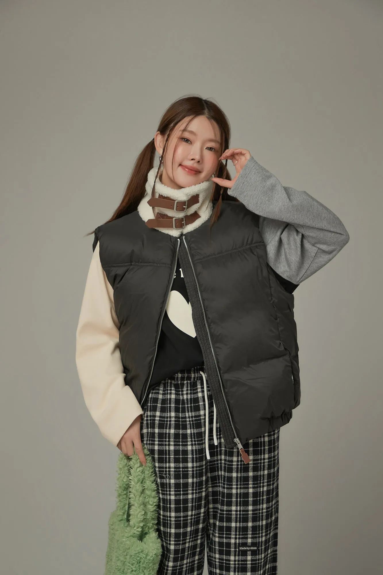 High Neck Collar Padded Vest