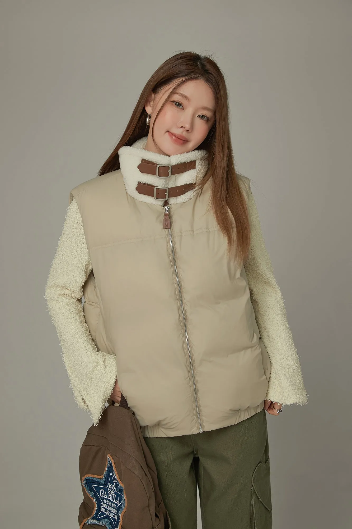 High Neck Collar Padded Vest