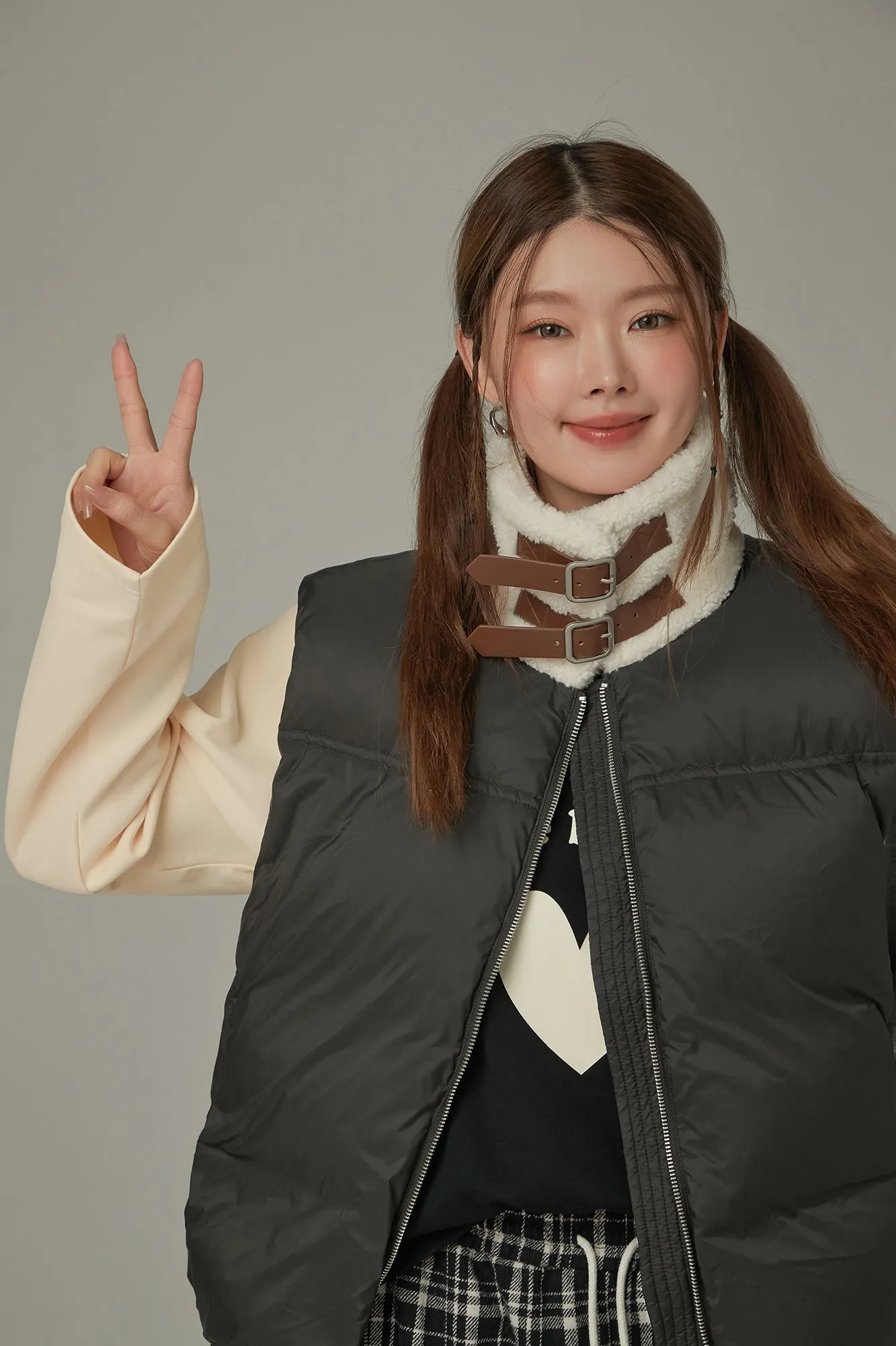 High Neck Collar Padded Vest