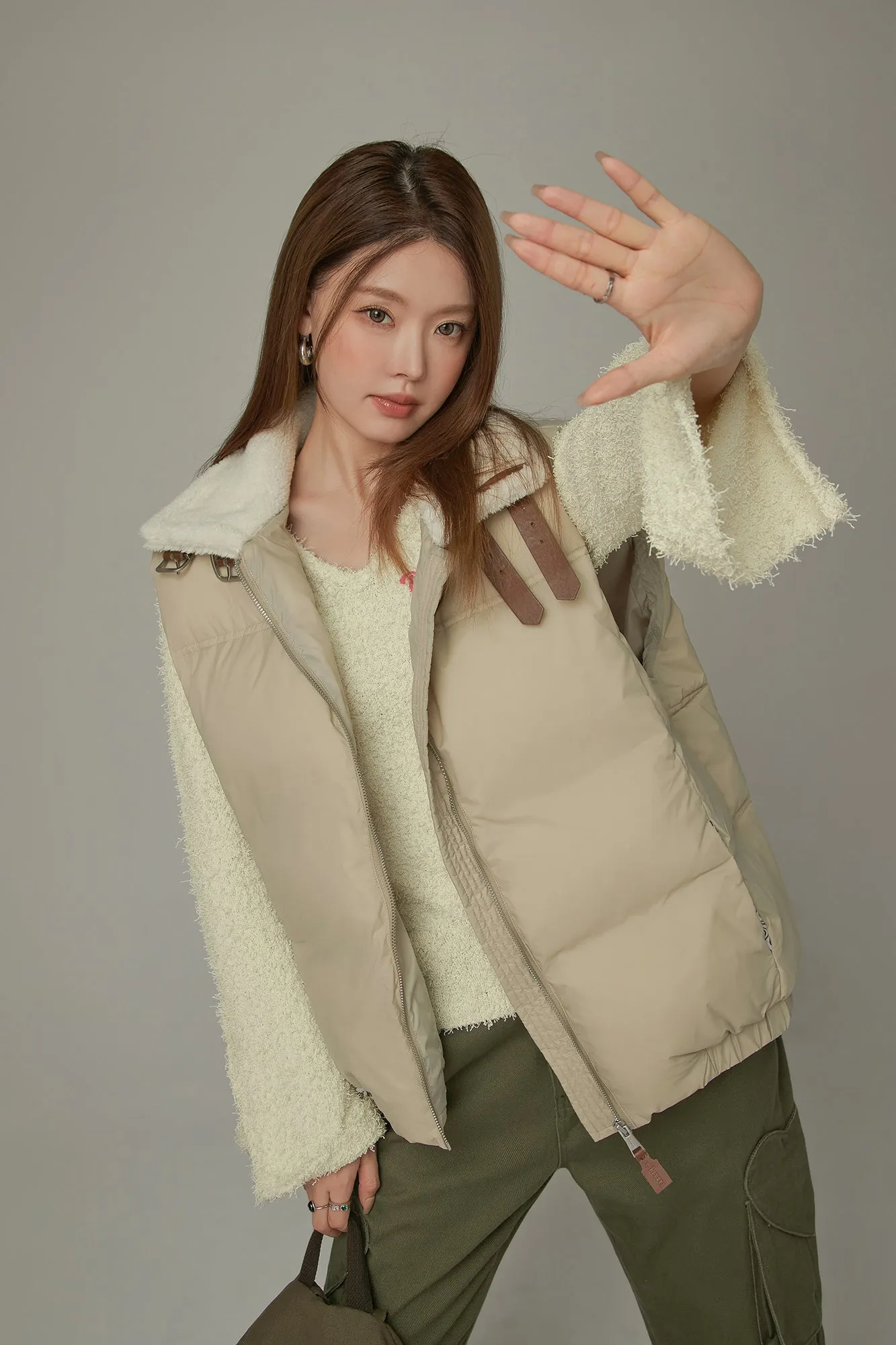 High Neck Collar Padded Vest