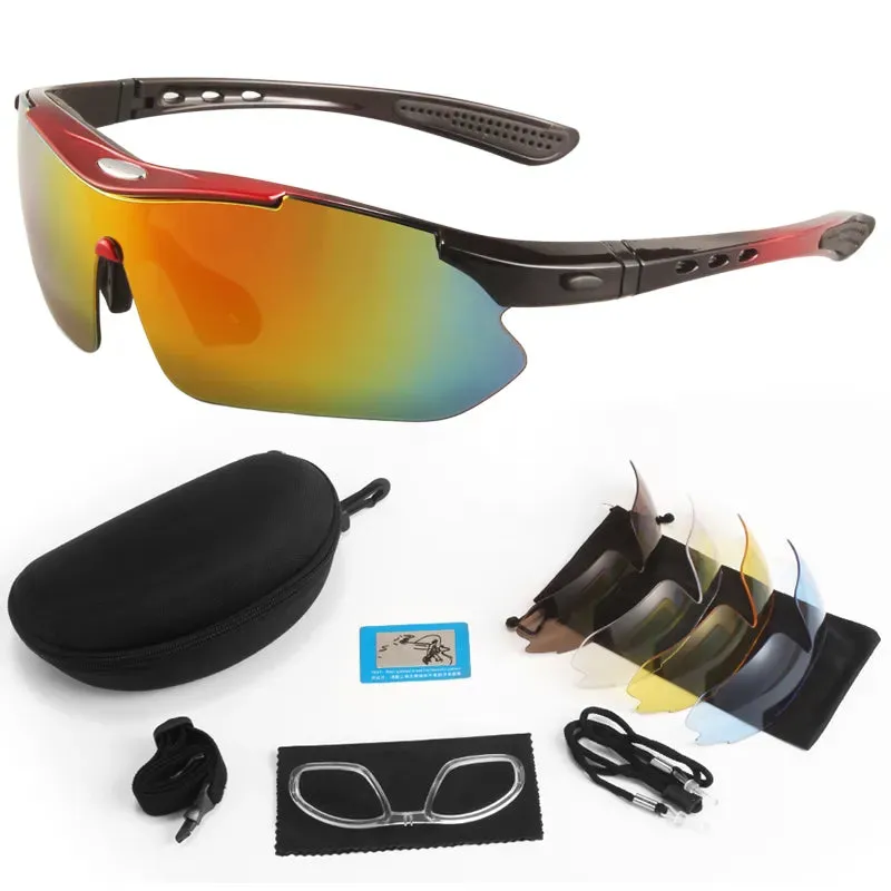 JSJM Profession Sport Glasses Polarized Men Sunglasses Road Cycling Glasses Mountain Bike Glasses Goggles Eyewear 5 Lens Glasses