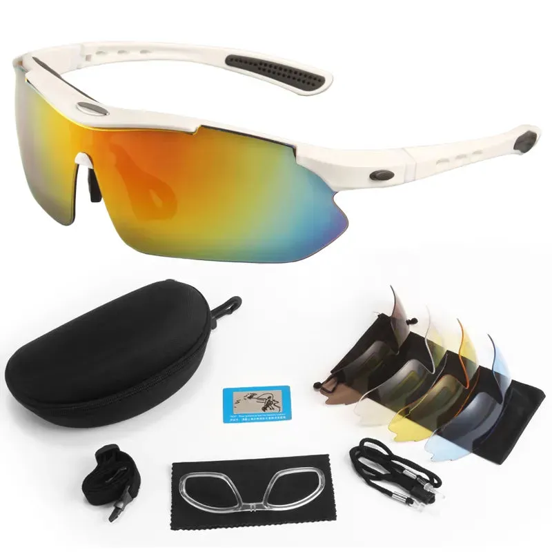 JSJM Profession Sport Glasses Polarized Men Sunglasses Road Cycling Glasses Mountain Bike Glasses Goggles Eyewear 5 Lens Glasses