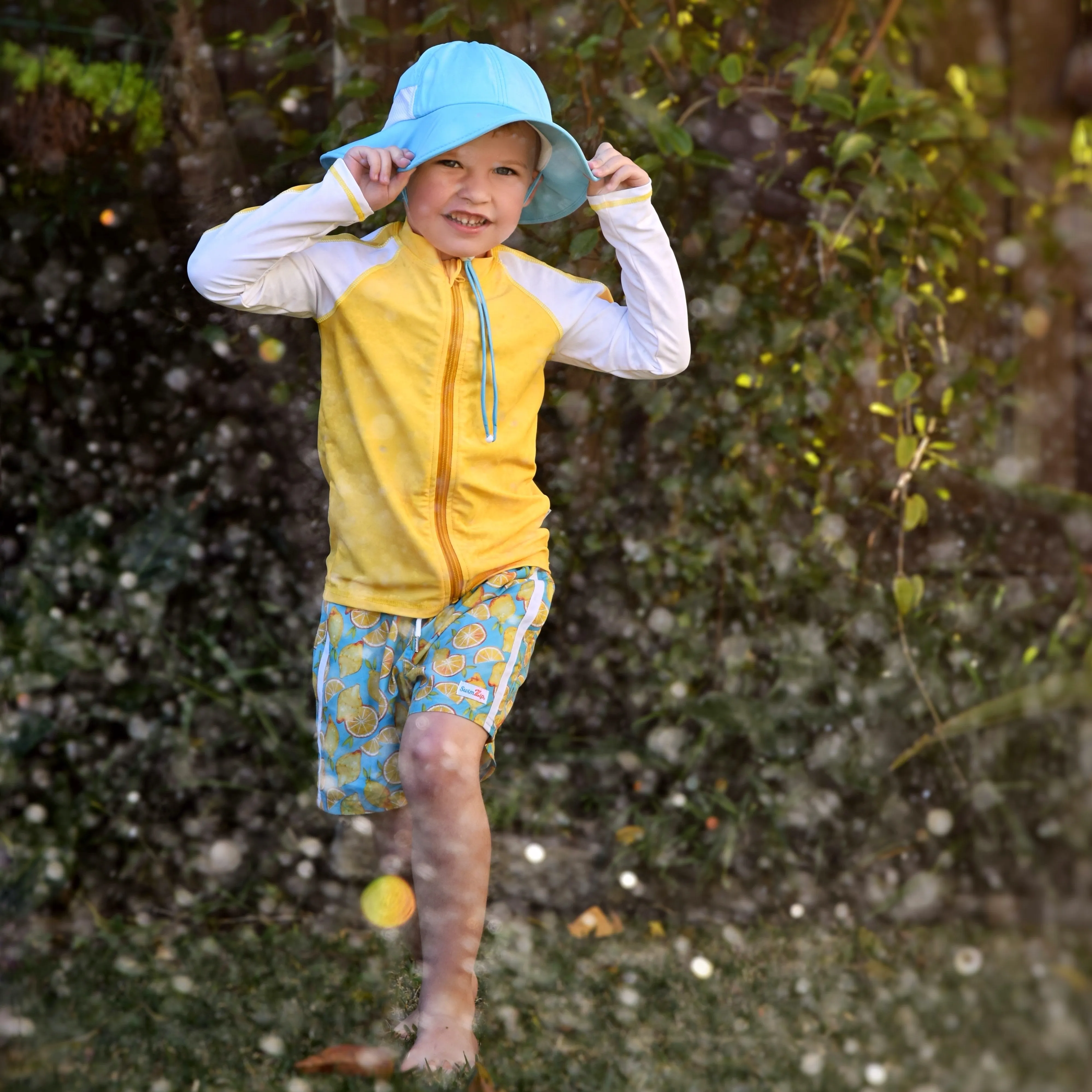 Kids Wide Brim Sun Hat "Fun Sun Day Play Hat" - Aqua