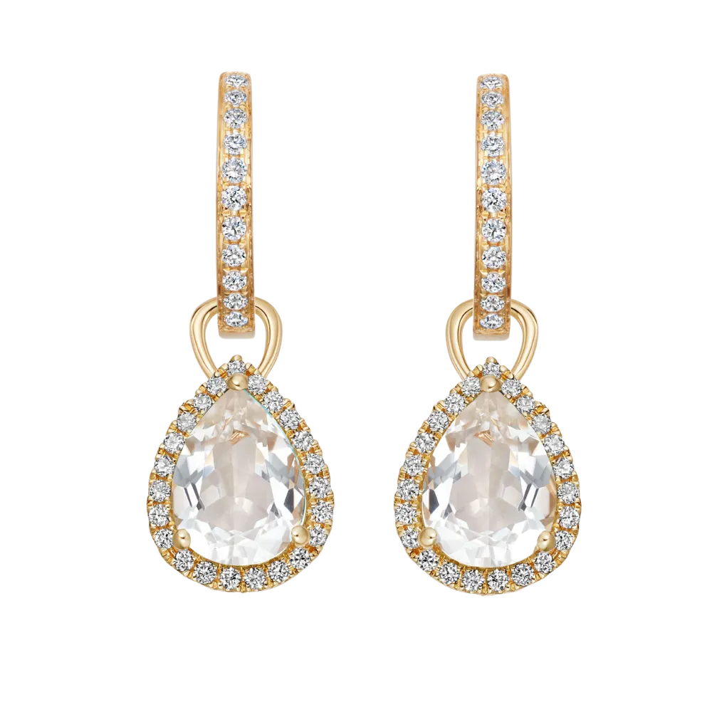 Kiki McDonough Grace Pear White Topaz and Diamond Earrings