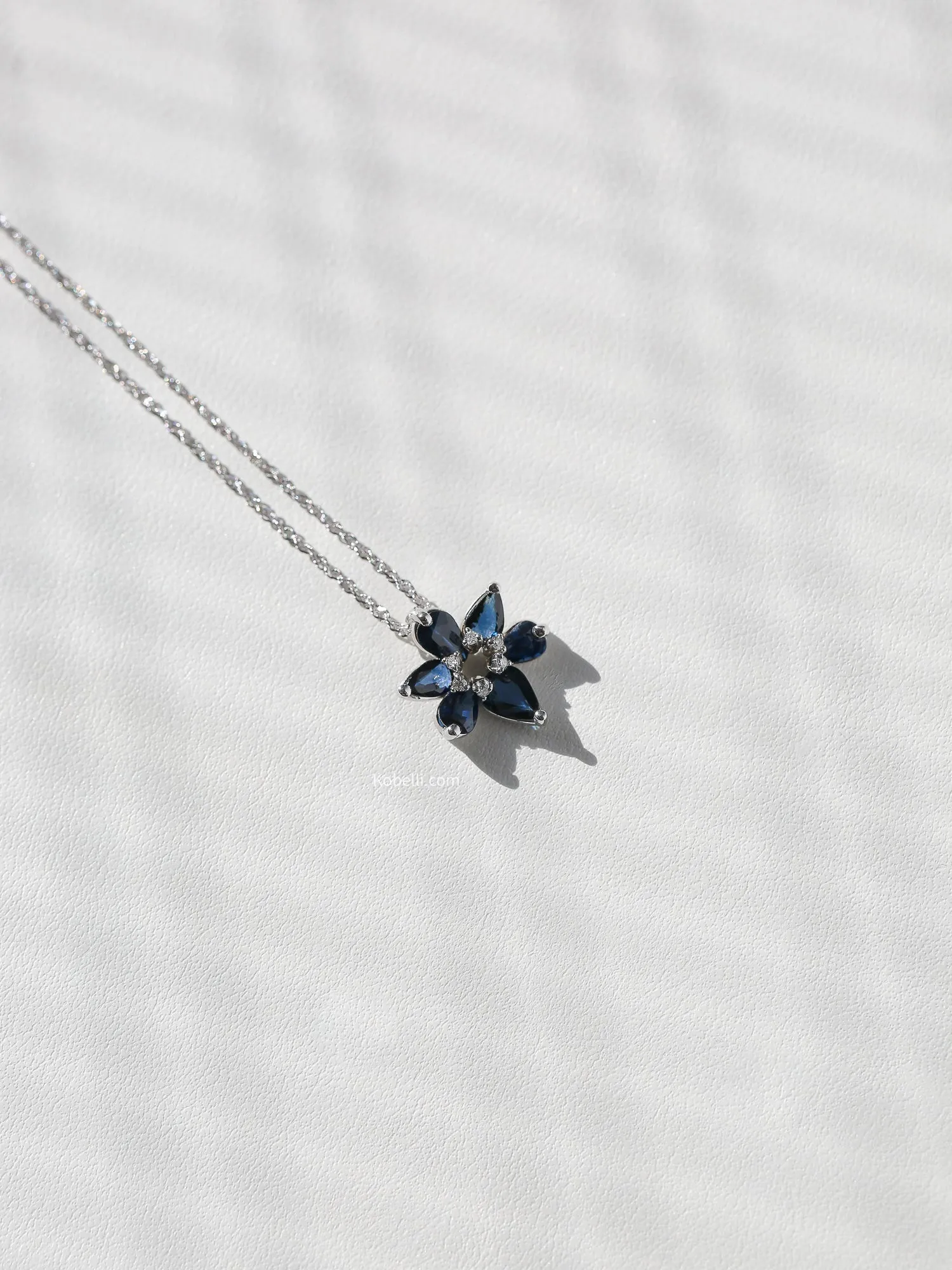 Leia Dark Sapphire Flower Necklace